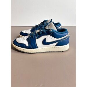 Air Jordan 1‎ Low White Blue Sneakers Youth Size 7Y Womens 8.5